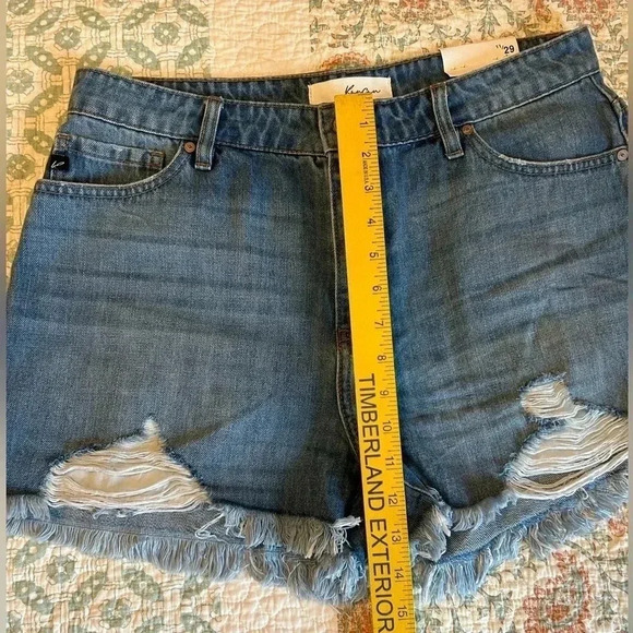 Kancan High Rise Juniors Denim Shorts Size 11. NWT. Measurements in pictures. - Picture 12 of 14